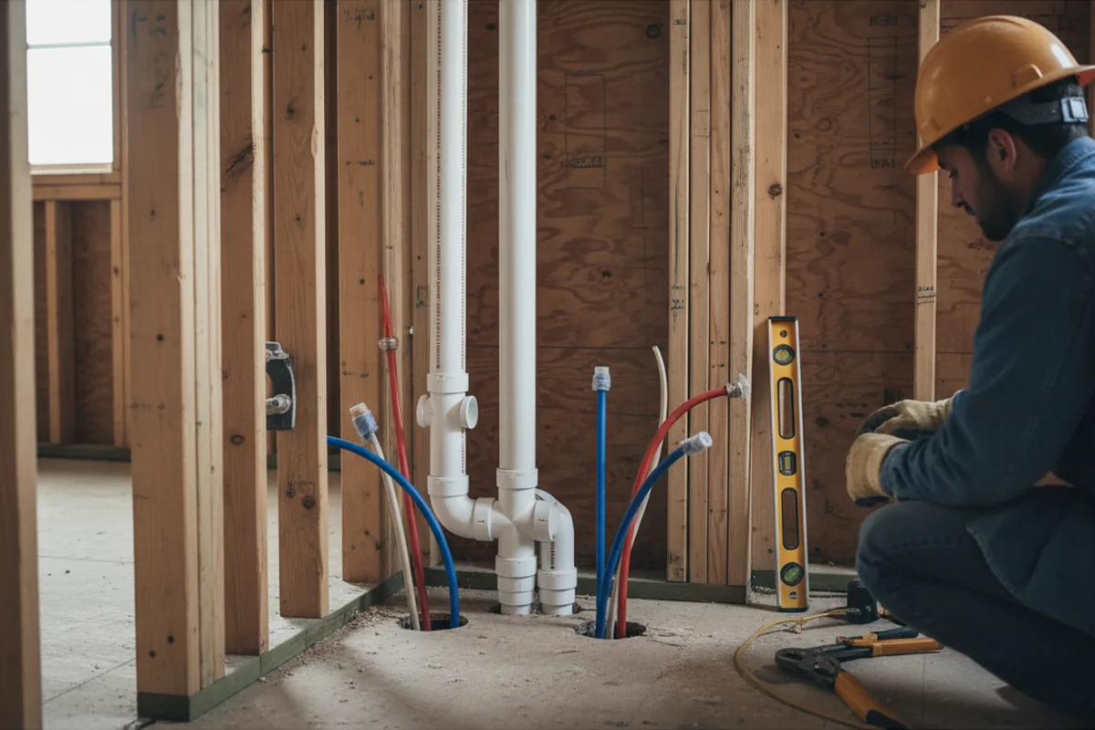 Drain and supply rough-in during Leak Detection in Dunbar