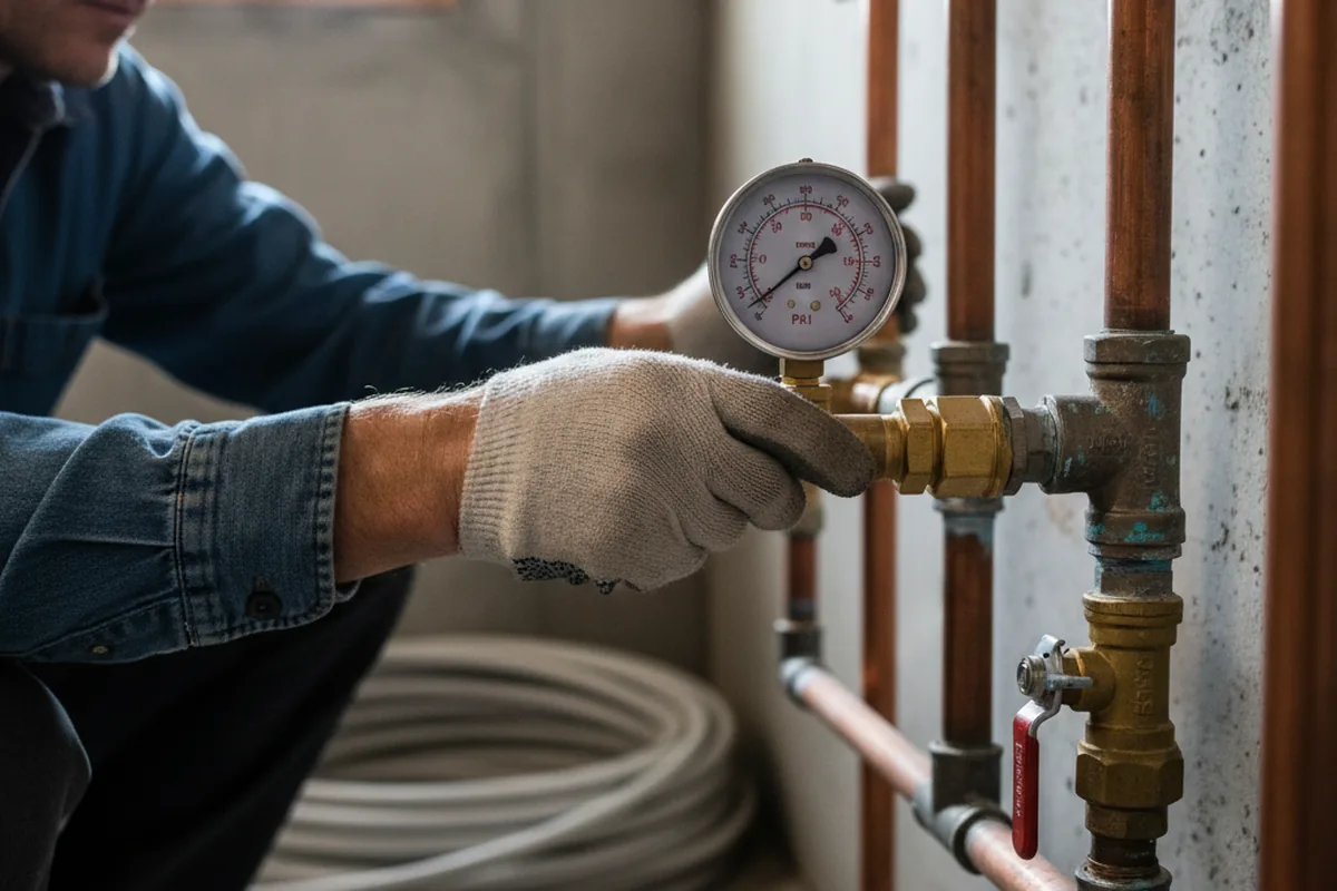 Pressure testing a repaired line during Water Line Repair in Dunbar